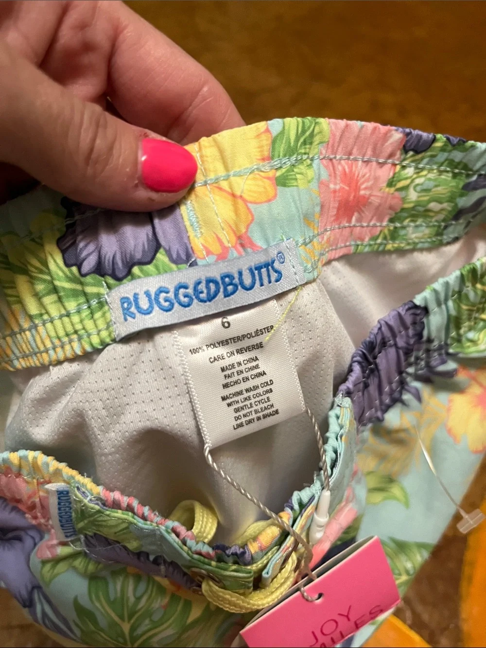 NWT RuggedButts Kids Tropical Floral Swim Trunks - Sz 6